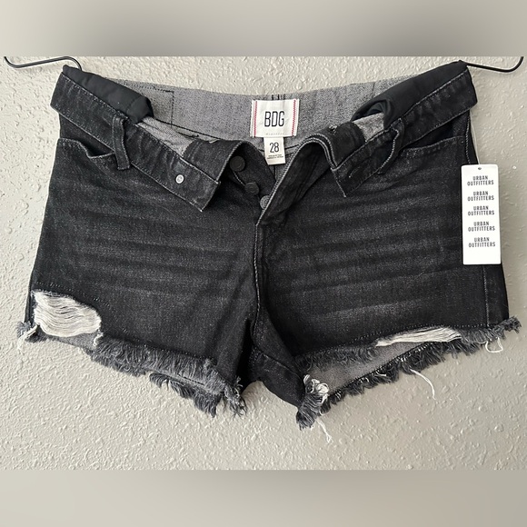Urban Outfitters BDG Pants - Urban Outfitters BDG Foldover V-Front Black Denim Cut Off Shorts Size 28 - NWT